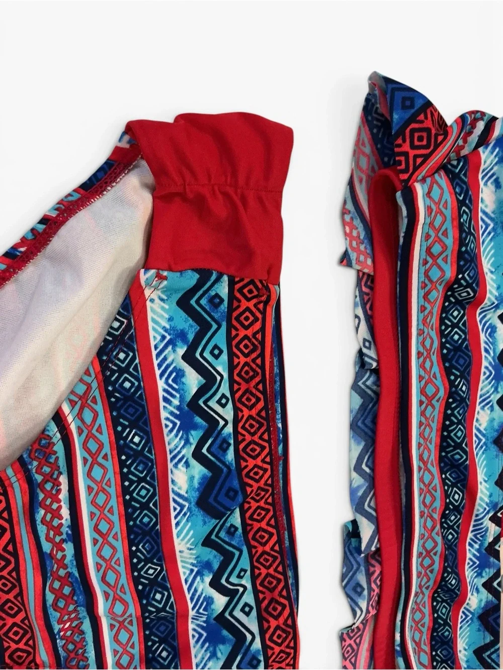 Justice Store Red, Blue & Aqua Patterned Girls Two-Piece Swim Bikini Size 18
